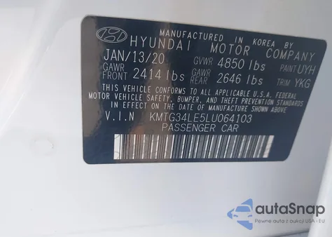 2020 Genesis G70 3.3T Rwd z USA, uszkodzony, nr VIN KMTG34LE5LU064103